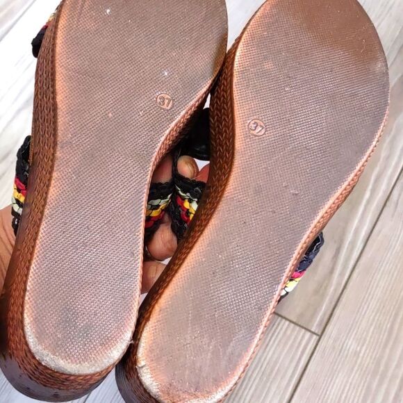 (65-1655) Vepose Wedge Sandals Platform Sz 37 (6.5) - Picture 9 of 9